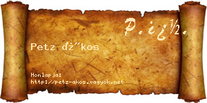 Petz Ákos névjegykártya